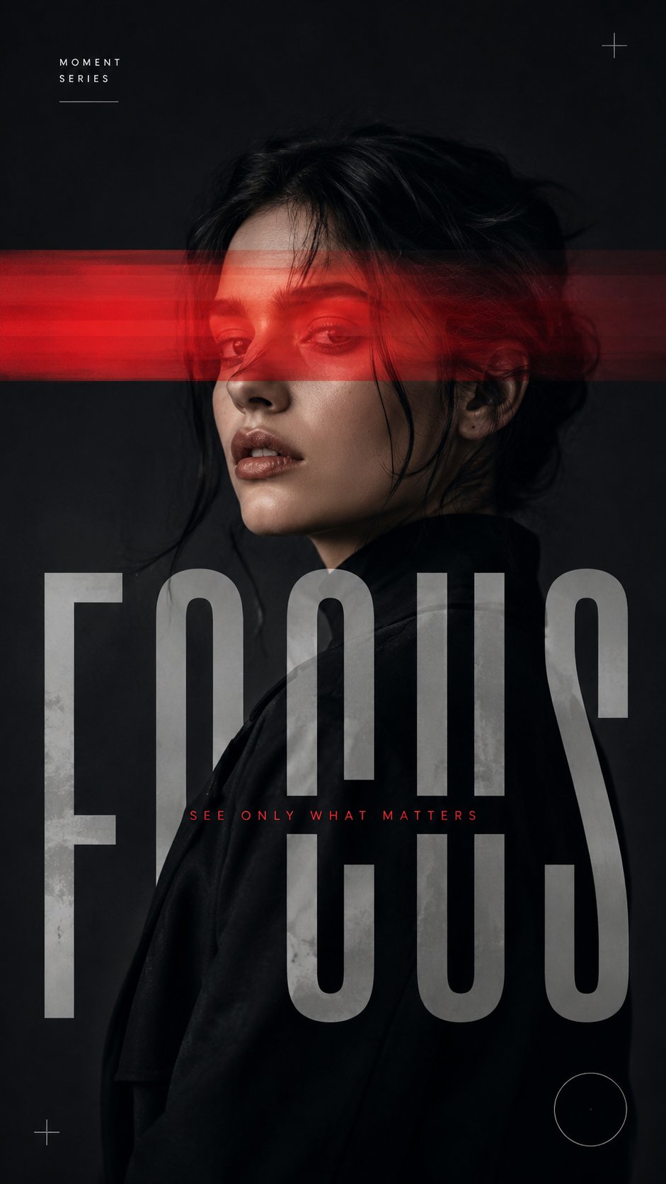 Red-Beam Experimental Editorial Portrait Poster