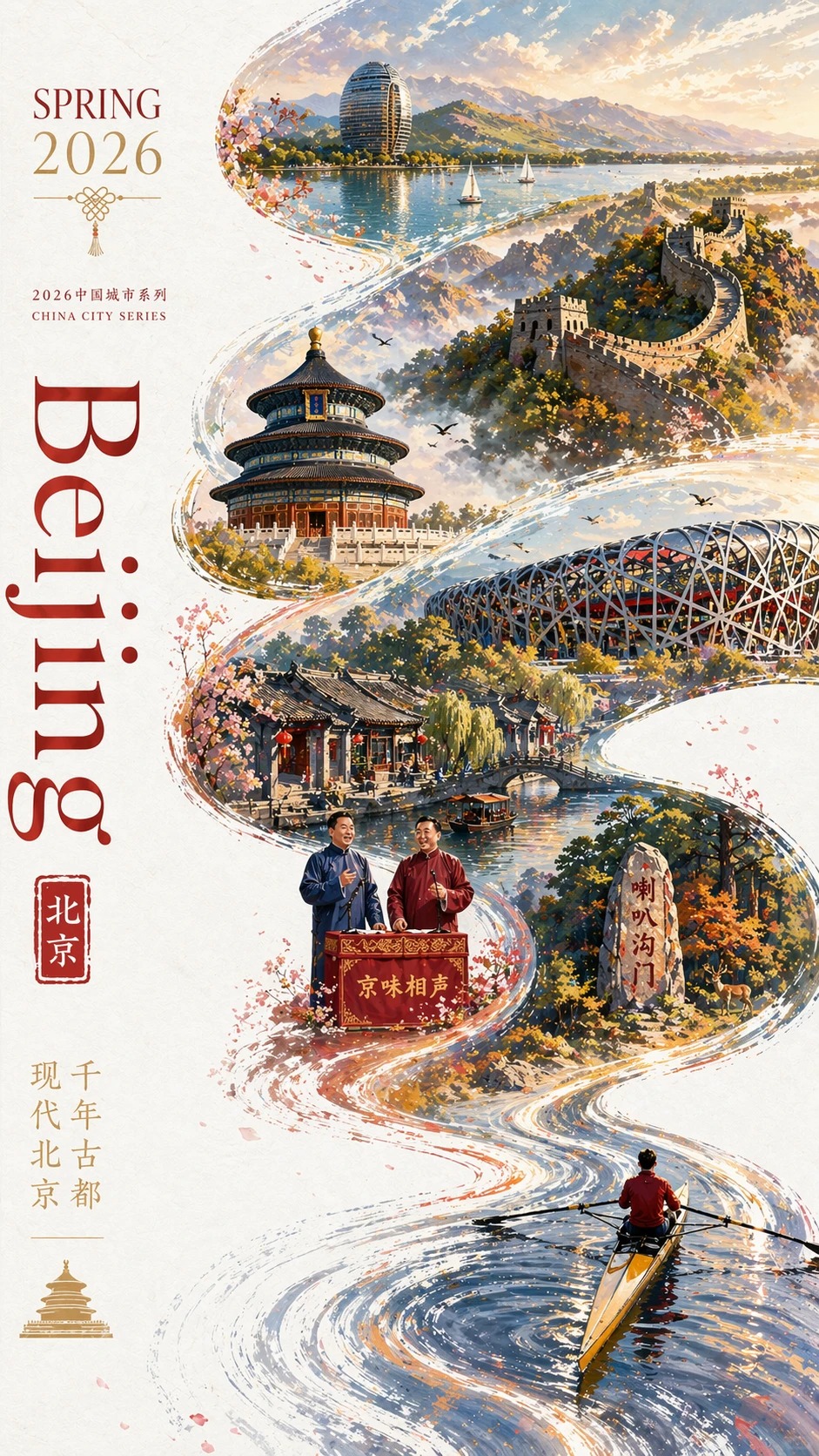 2026中国城市系列宣传海报,主题为【北京】。现代...