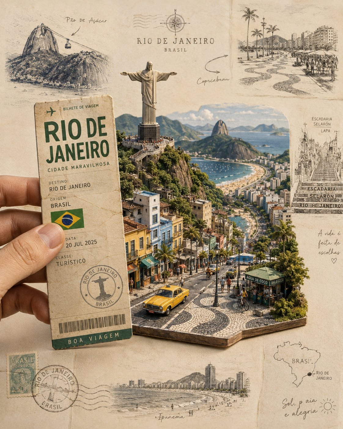 Rio Travel Ticket Pop-Up Diorama