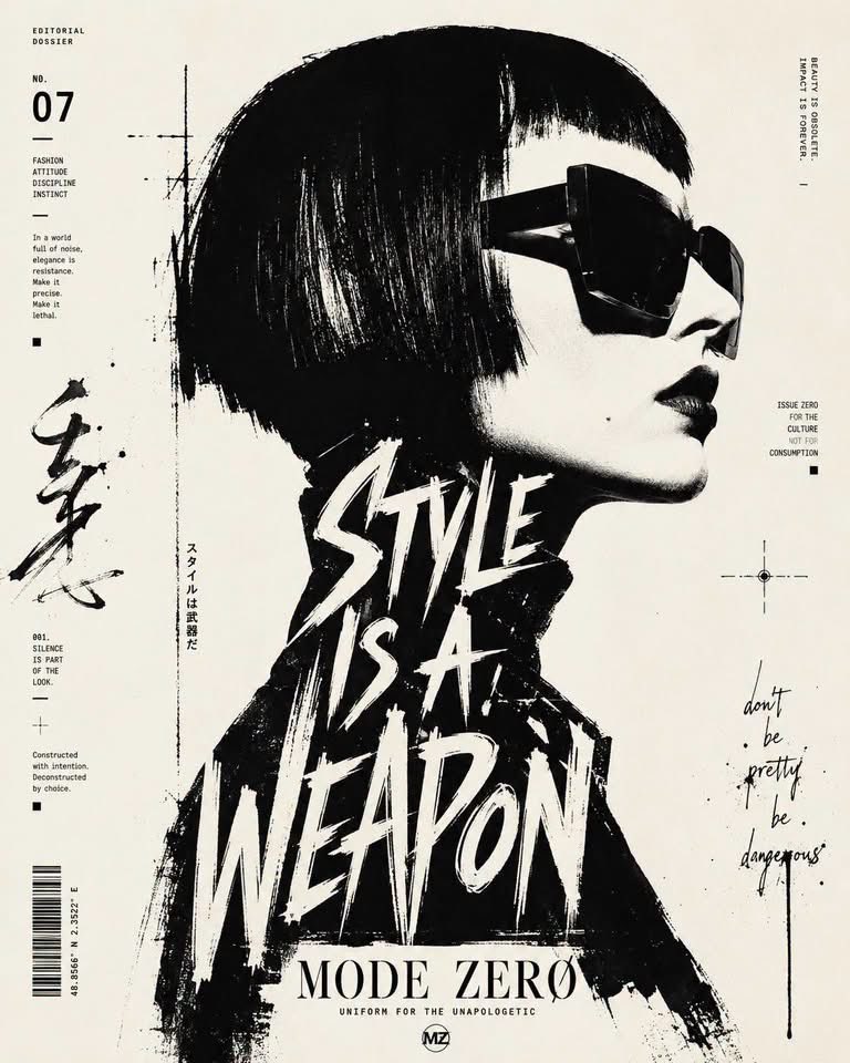Black-and-White Typographic Portrait Poster