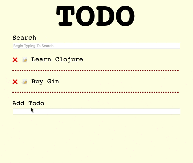 The todo list app demo