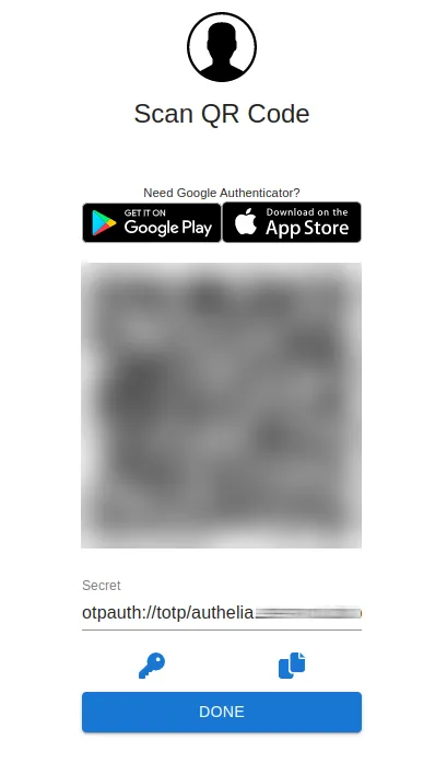 Authelia double authentification QR code