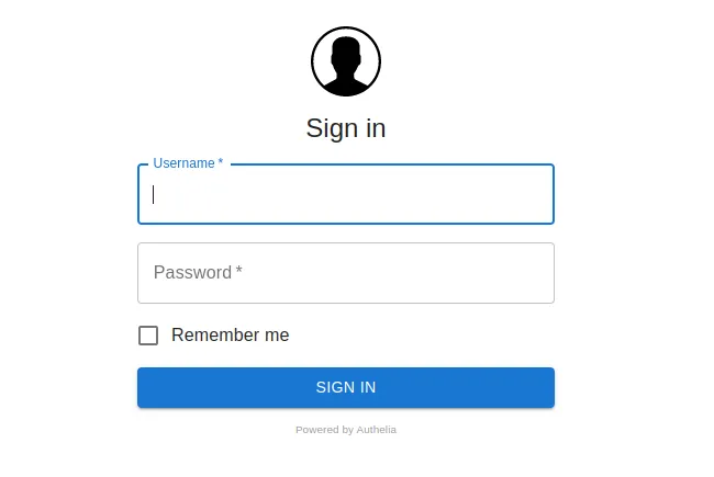 Authelia login page