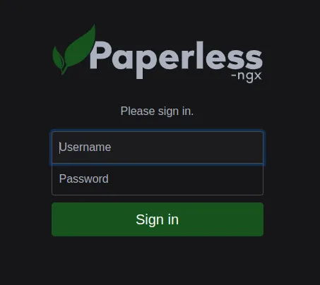 Paperless-ngx landing page