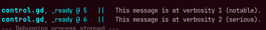 Example of the output from above when Verbosity Level is set to Notable.