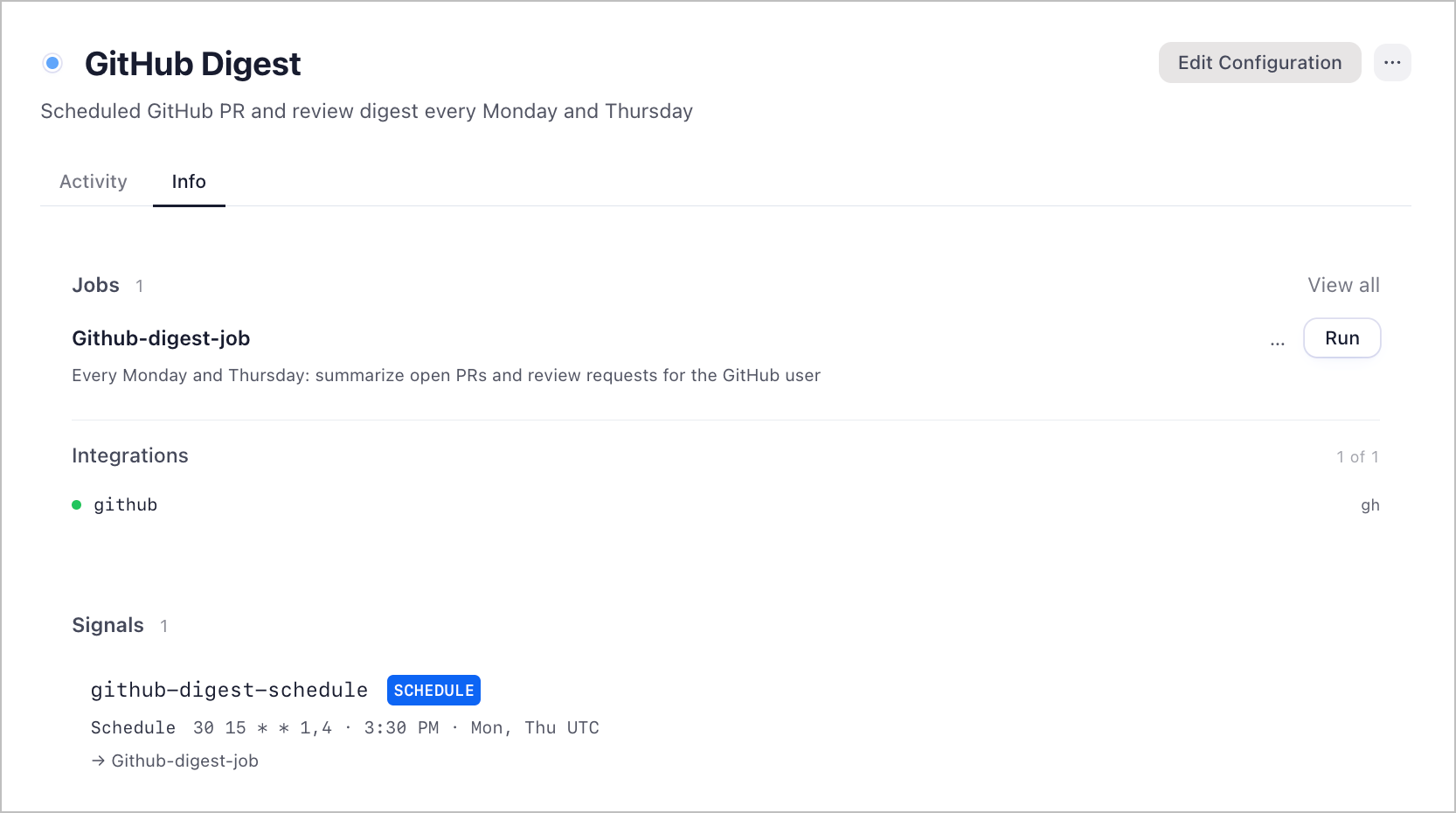 github-digest workspace overview in Friday