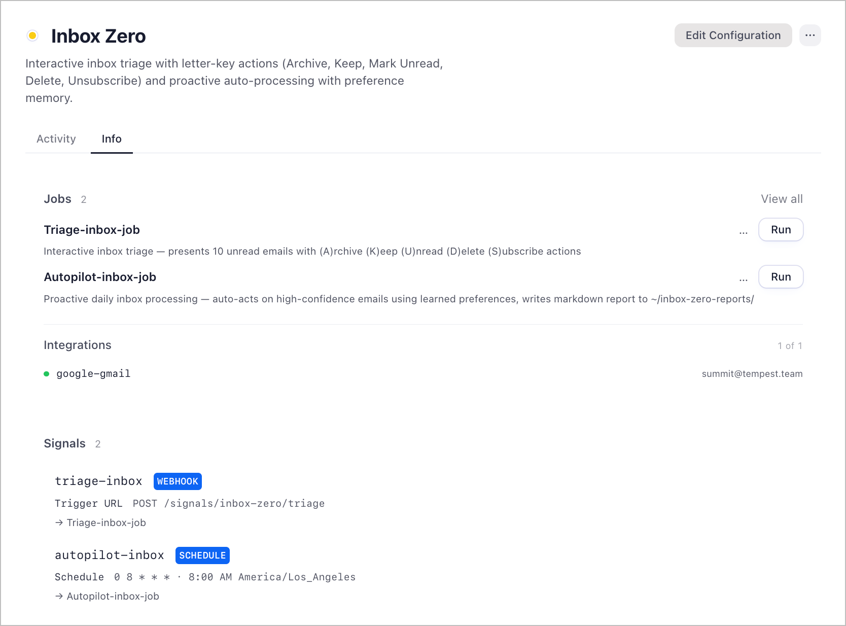 inbox-zero workspace overview in Friday