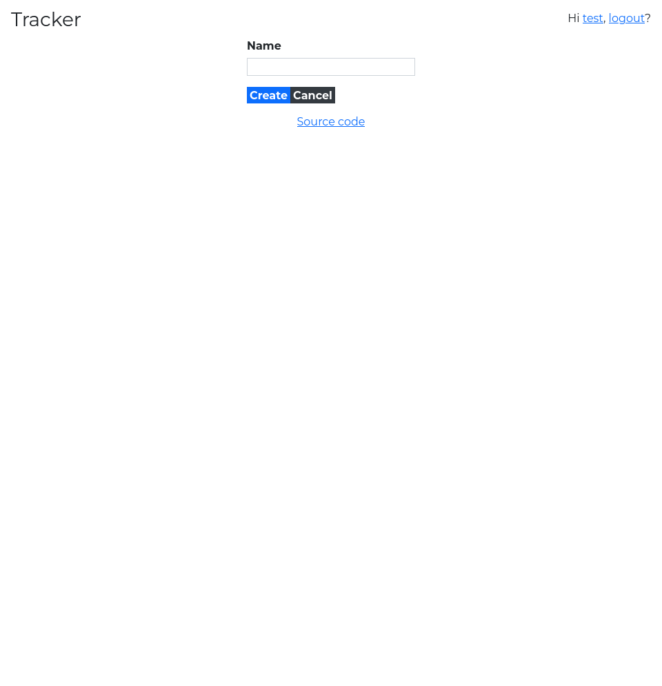 Screenshot of the tracker creation page