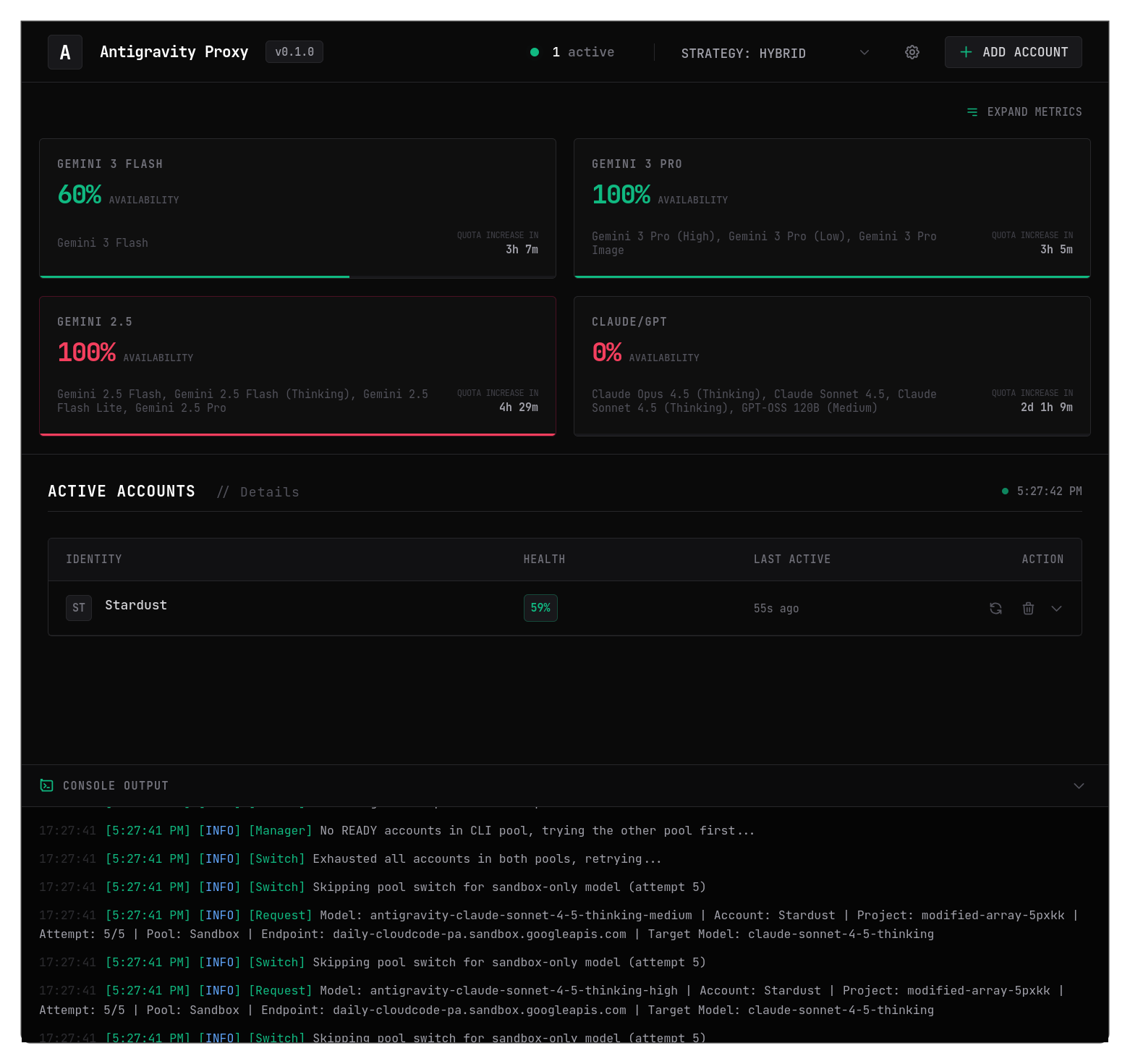 Antigravity Proxy Dashboard