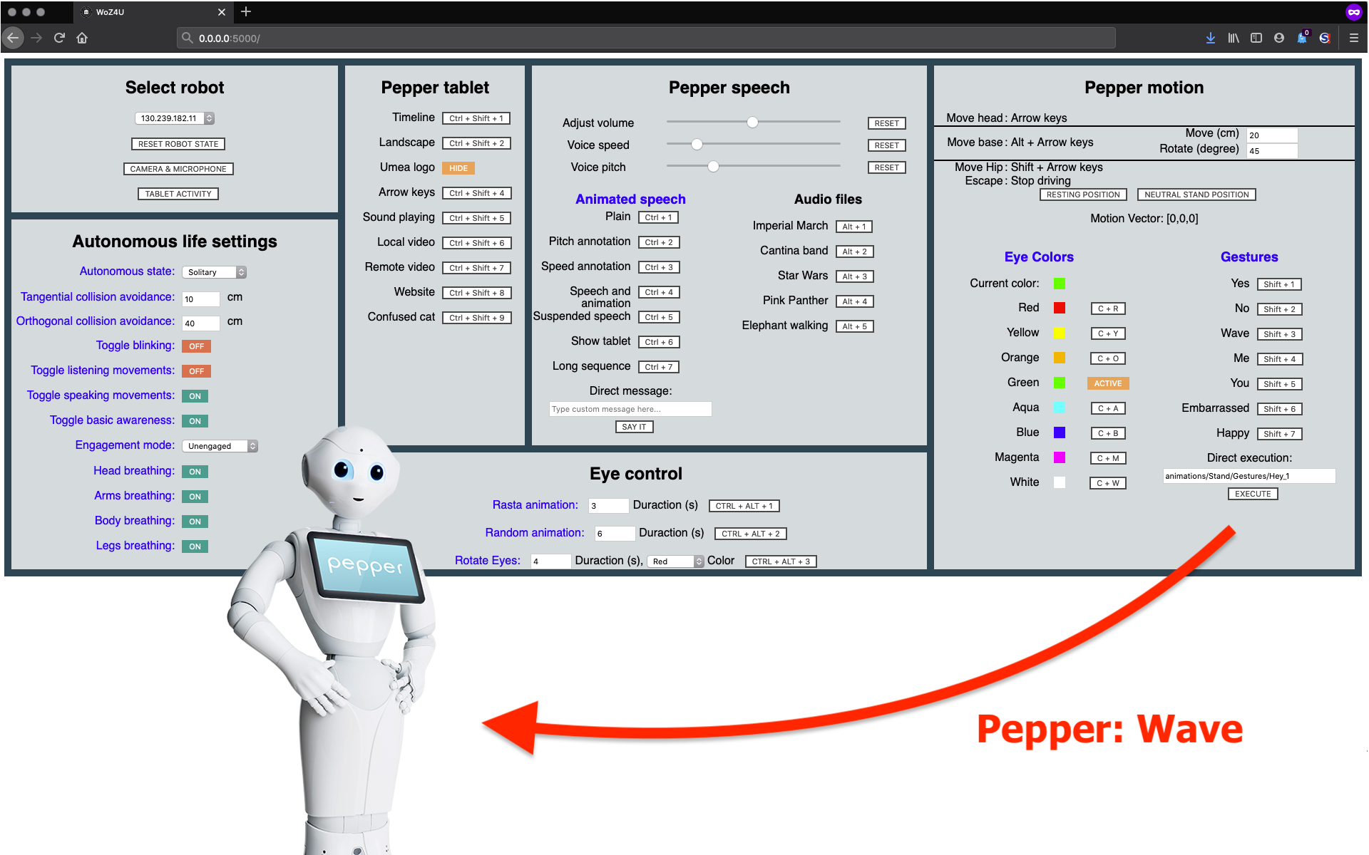 WoZ4U interface