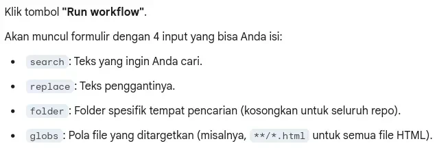 Cara Ganti Teks Massal dapat via GitHub Actions
