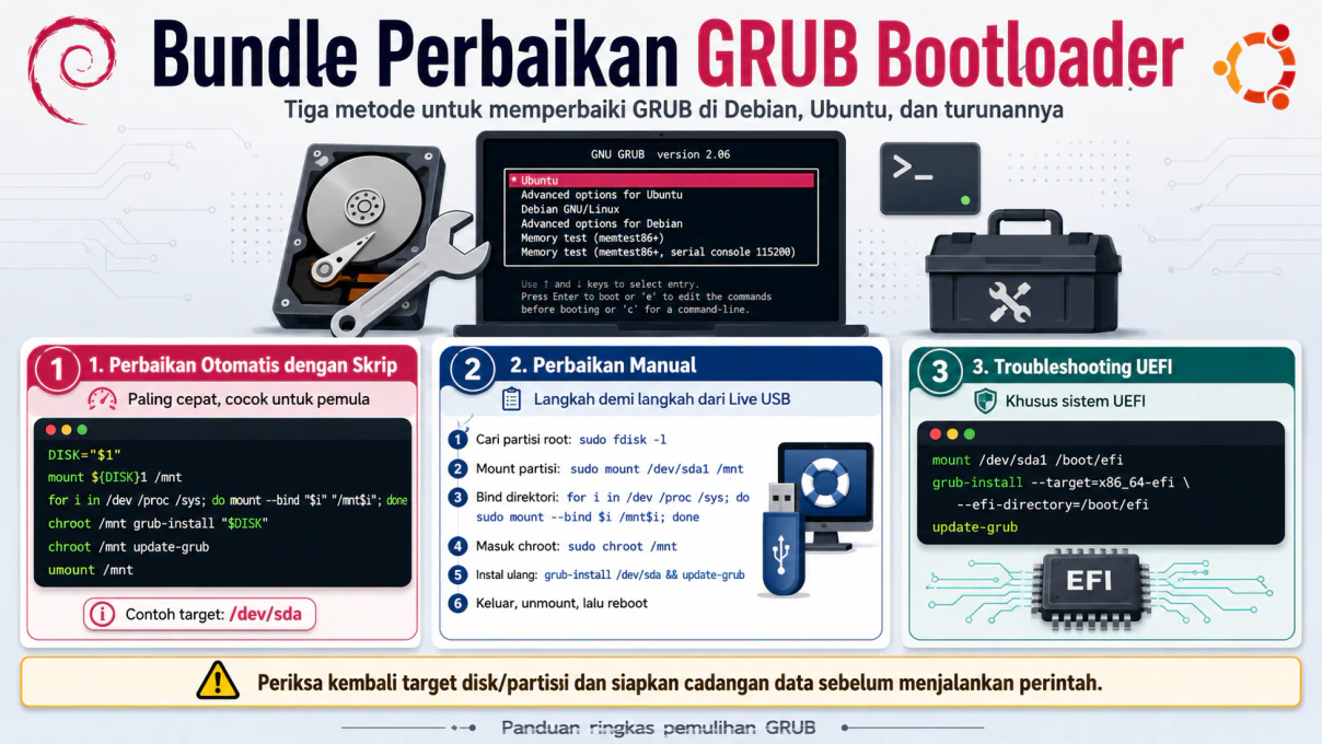 Bundle Perbaikan GRUB Bootloader (Debian & Turunannya)