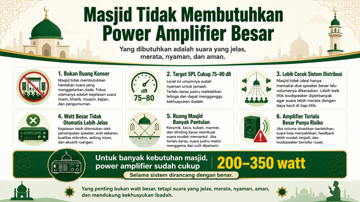 Masjid Tak Butuh Power Amplifier Besar, Ini Solusi Suara Jernih