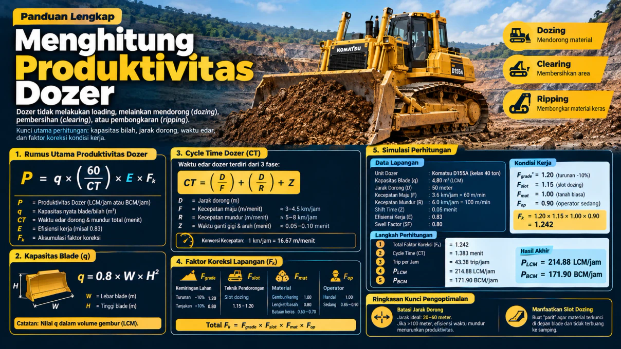 Rumus Produktivitas Bulldozer: Hitung Blade dan BCM