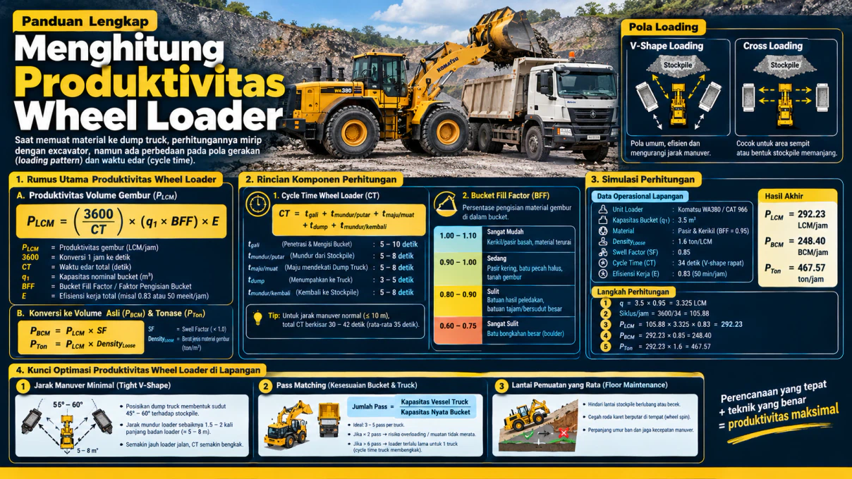 Rumus Produktivitas Wheel Loader: Cara Hitung Siklus V-Shape