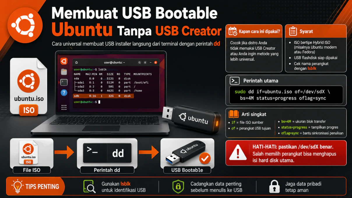 Membuat USB Bootable Ubuntu Tanpa USB Creator