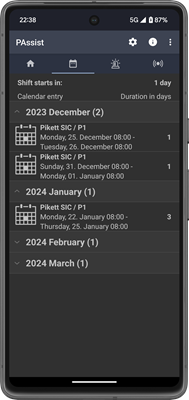 Calendar Tab