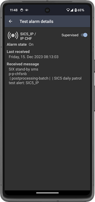 Details to test alarm