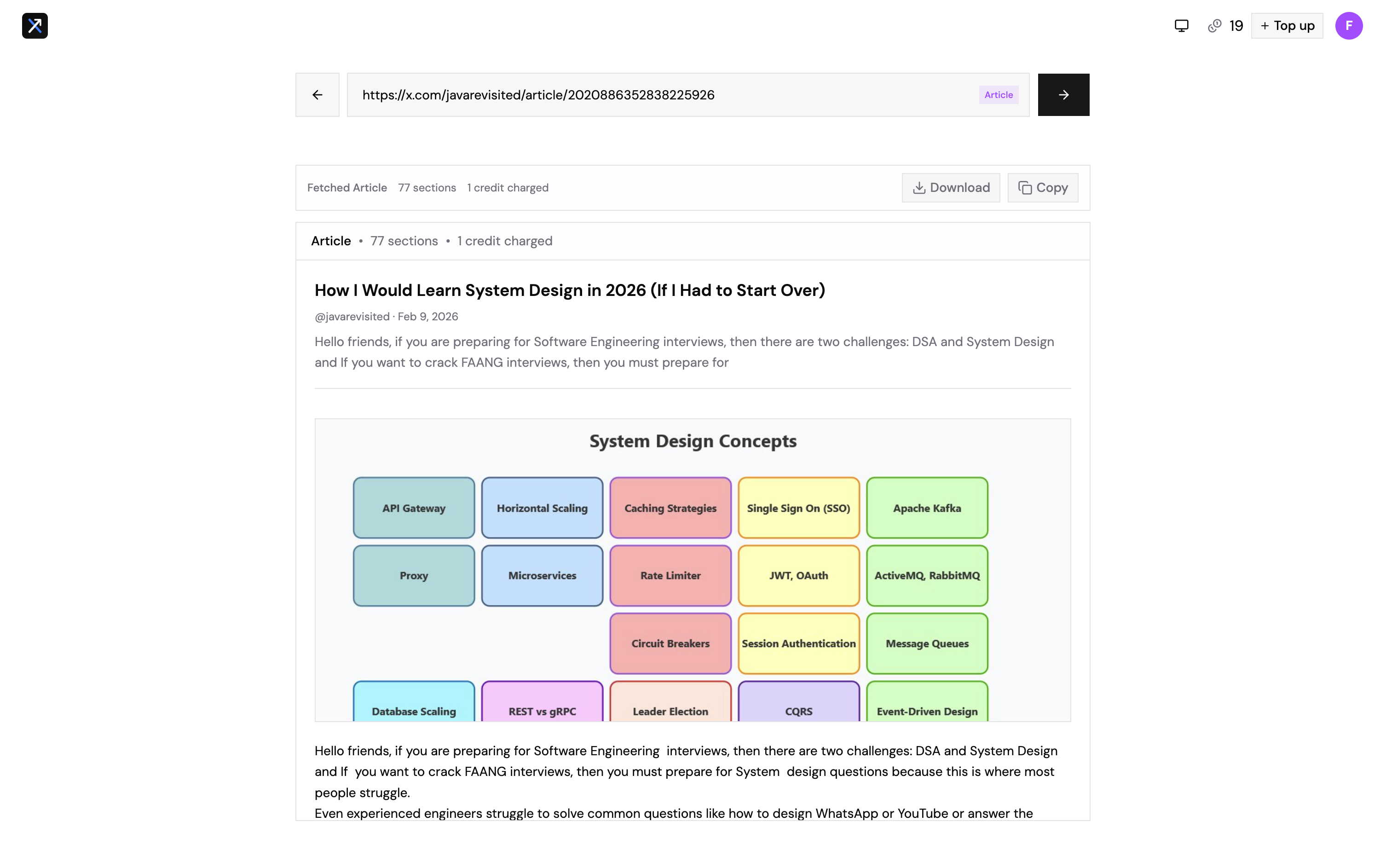 Xport article fetch screenshot