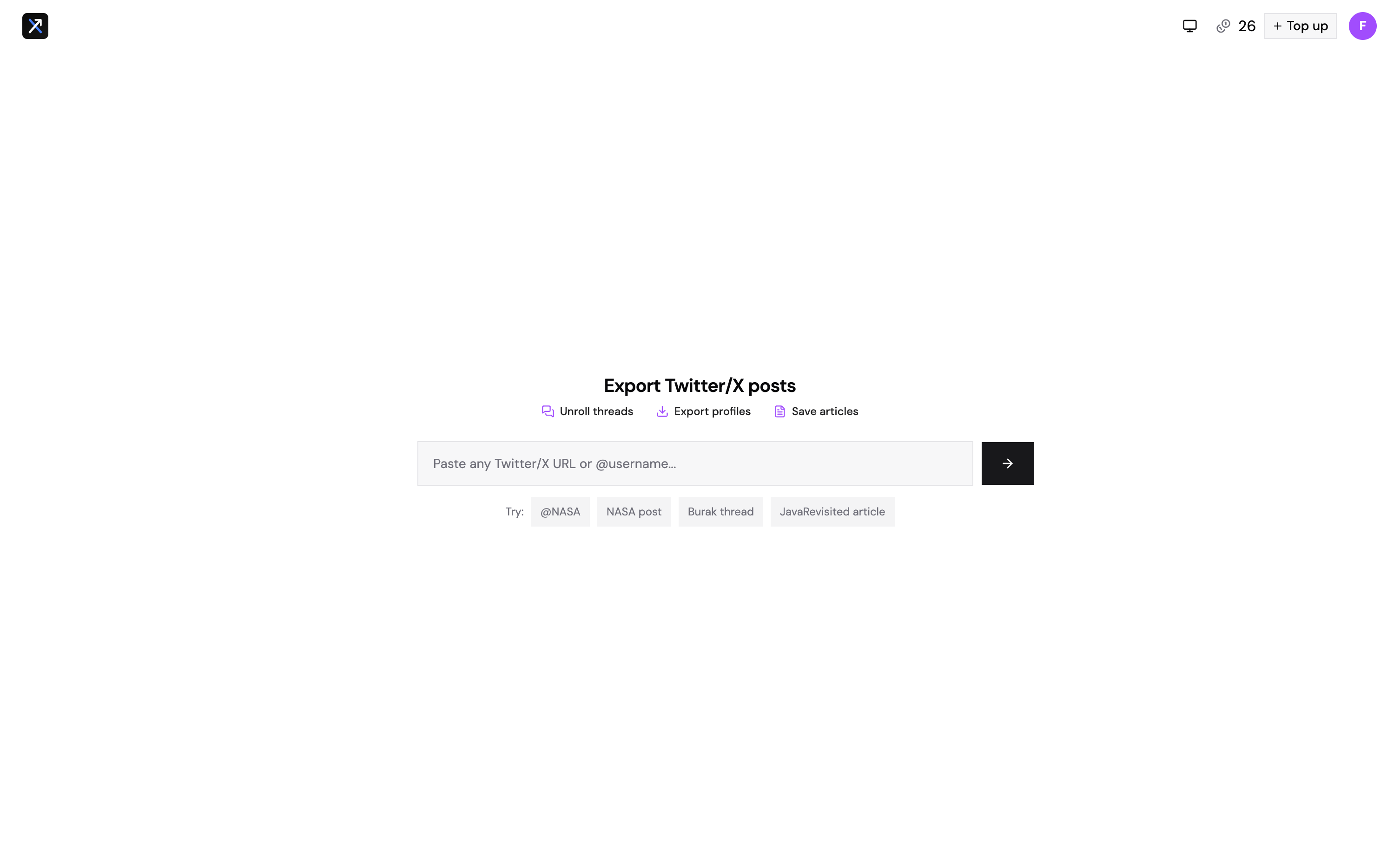 Xport home page screenshot