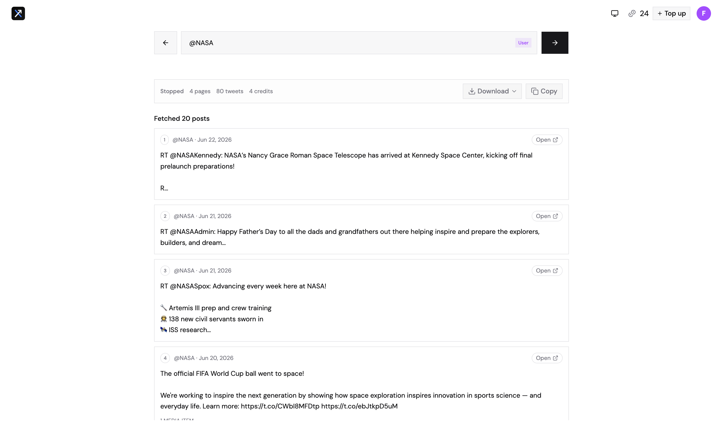 Xport stopped user fetch screenshot