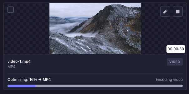 Single video encoding progress