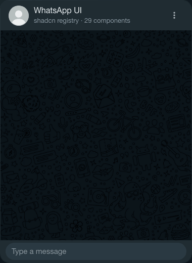 Chat bubbles, typing indicator, and a Meta Business template rendered with WA UI