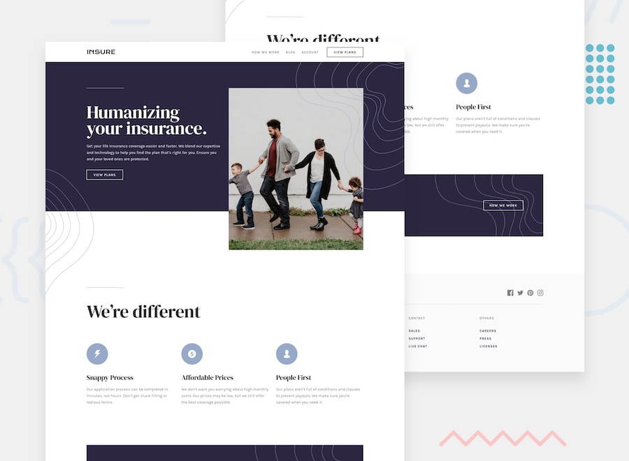 Design preview for the Insure landing page coding challenge