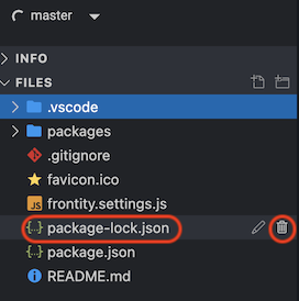 StackBlitz delete package-lock.json