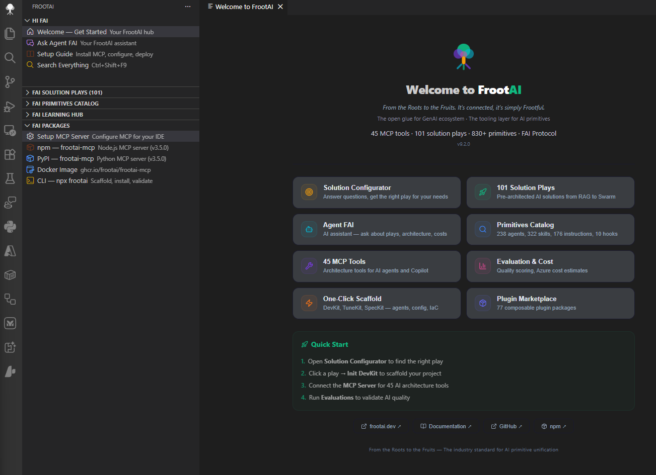 Welcome panel