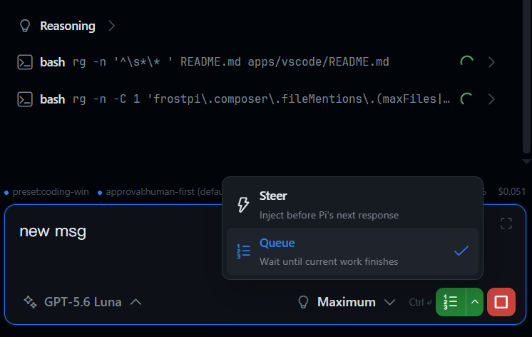 Steer and queue controls