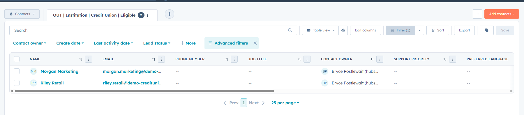 Outbound pool view screenshot