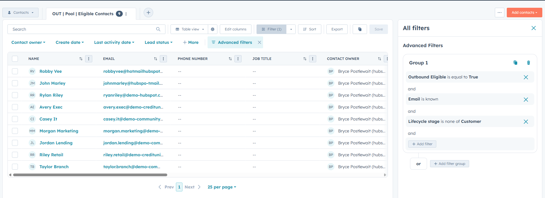 Outbound pool view screenshot