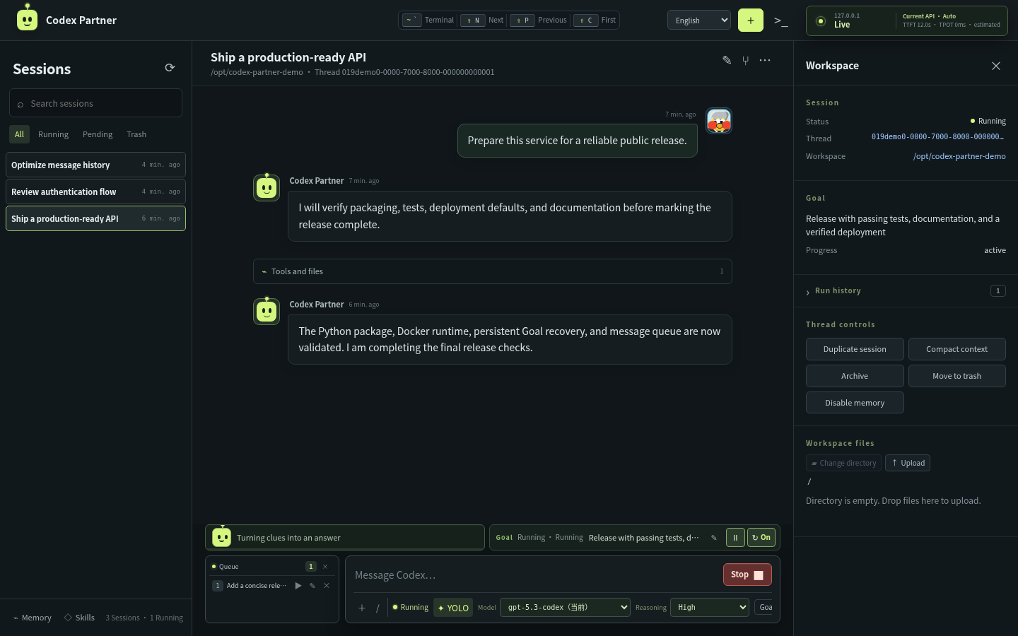 Codex Partner task workspace