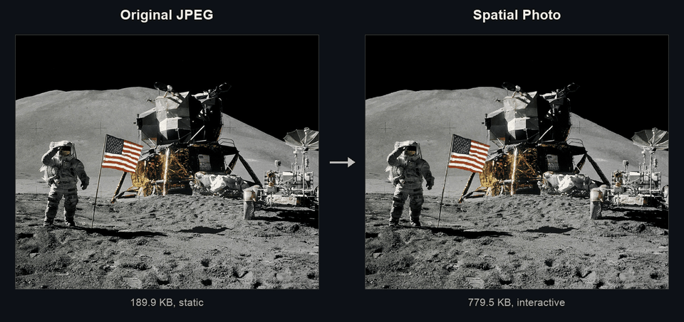 A GIF comparing an original photo with its spatial photo representation