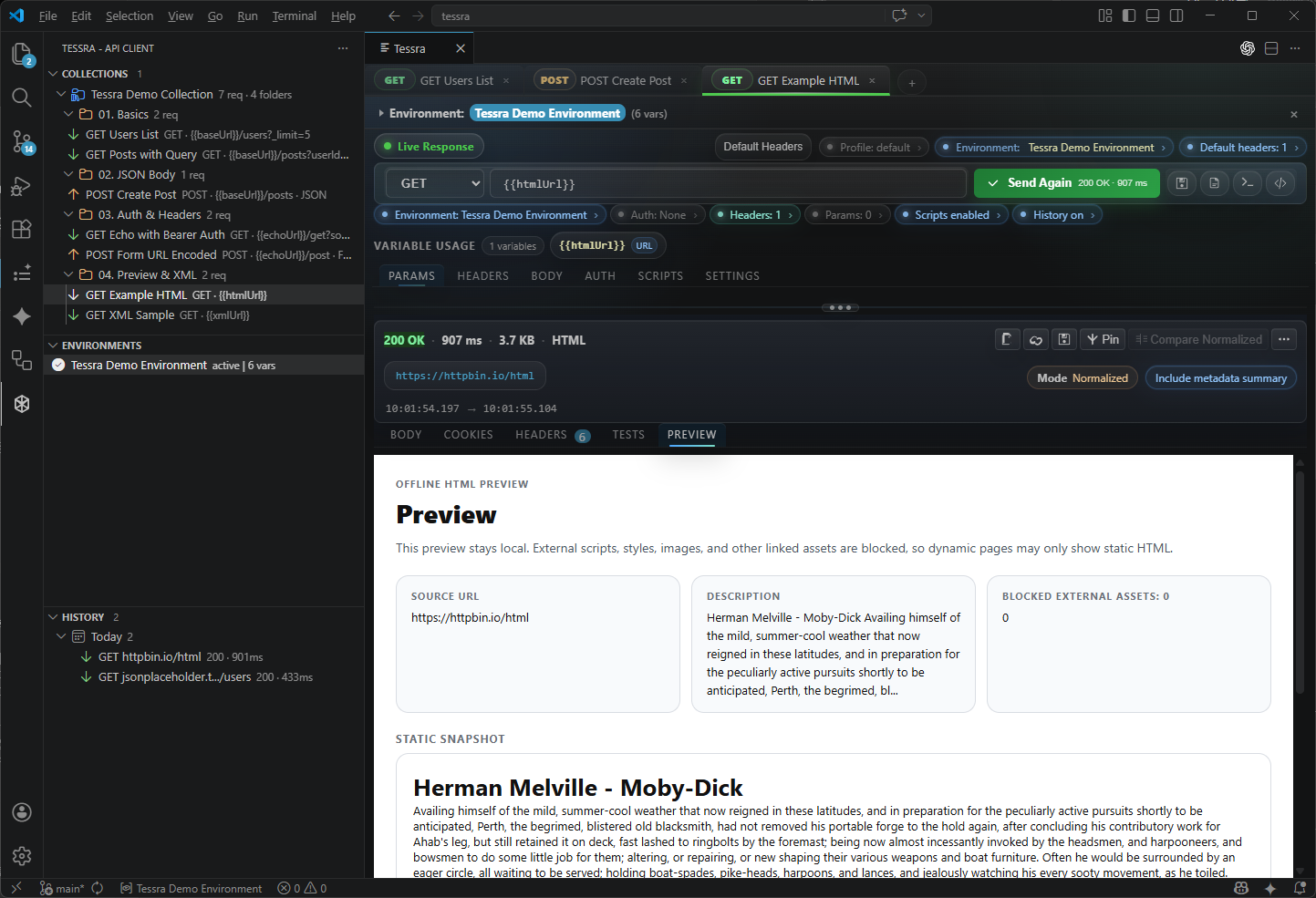 HTML preview in Tessra