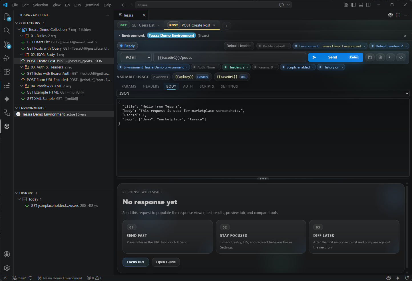 Compose requests in Tessra