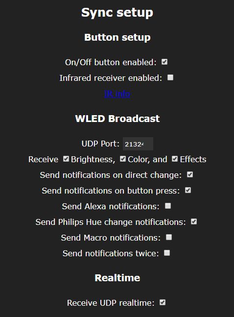 WLED sync settings