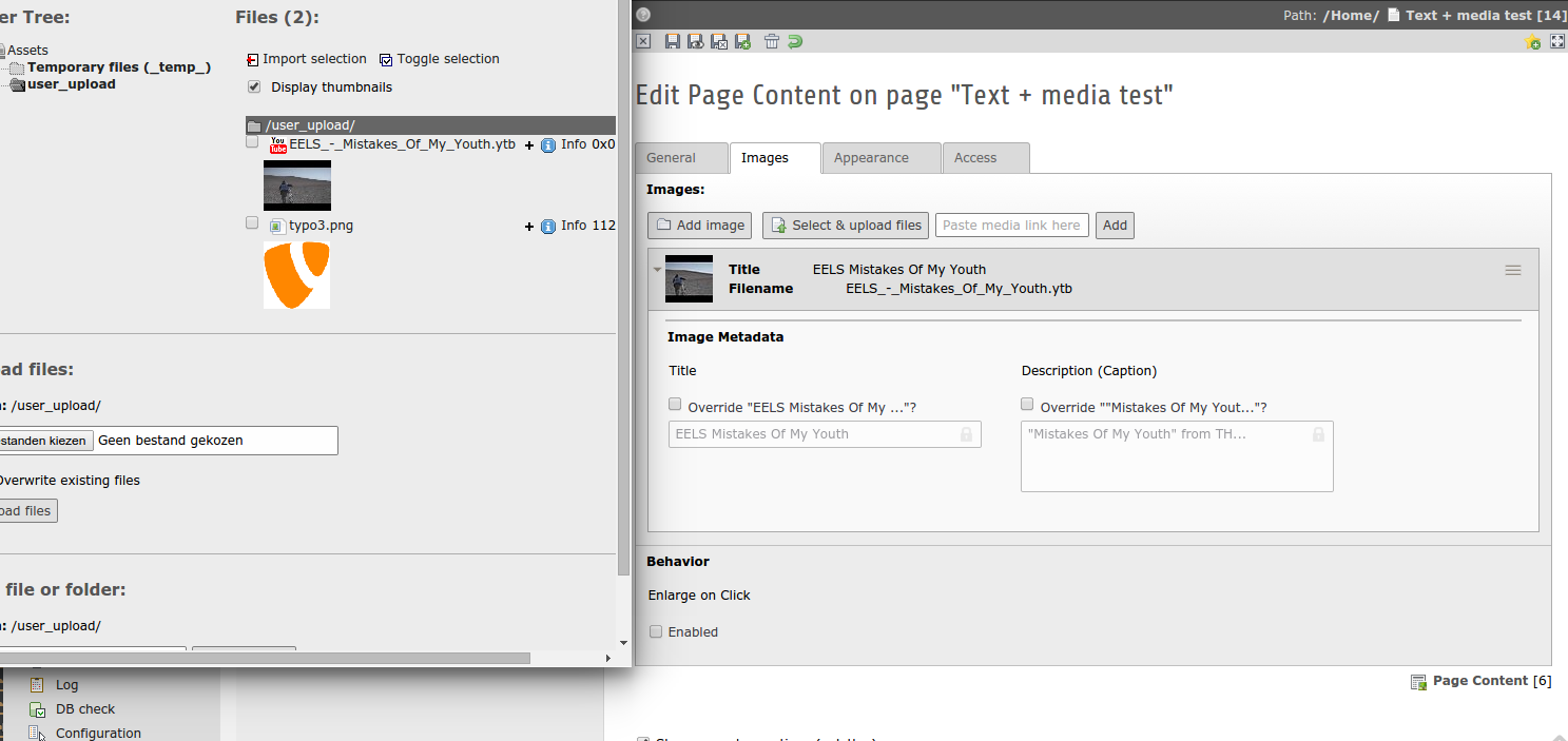 Select already uploaded/added media element and add it to your content element