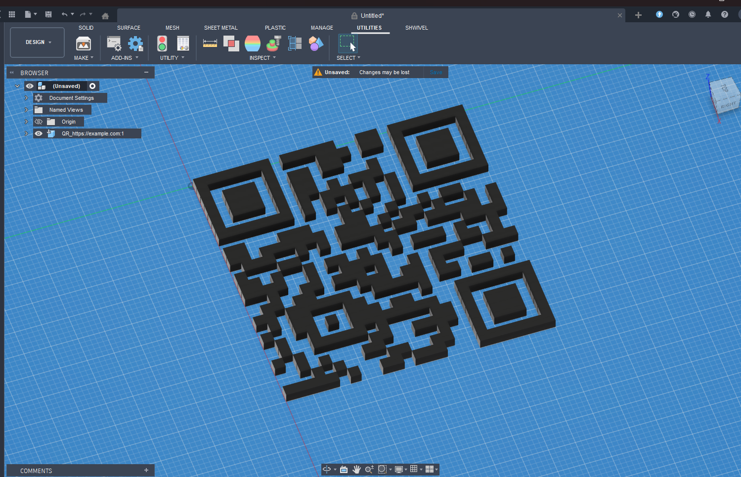 QR Code generated in Fusion 360