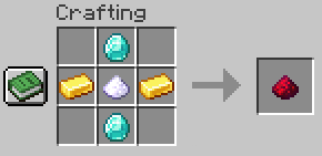 Crafting Recipe: Top and bottom row in the middle diamond, middle row left and right gold ingot and in the middle the engine level 1
