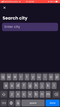 CitySearch screen