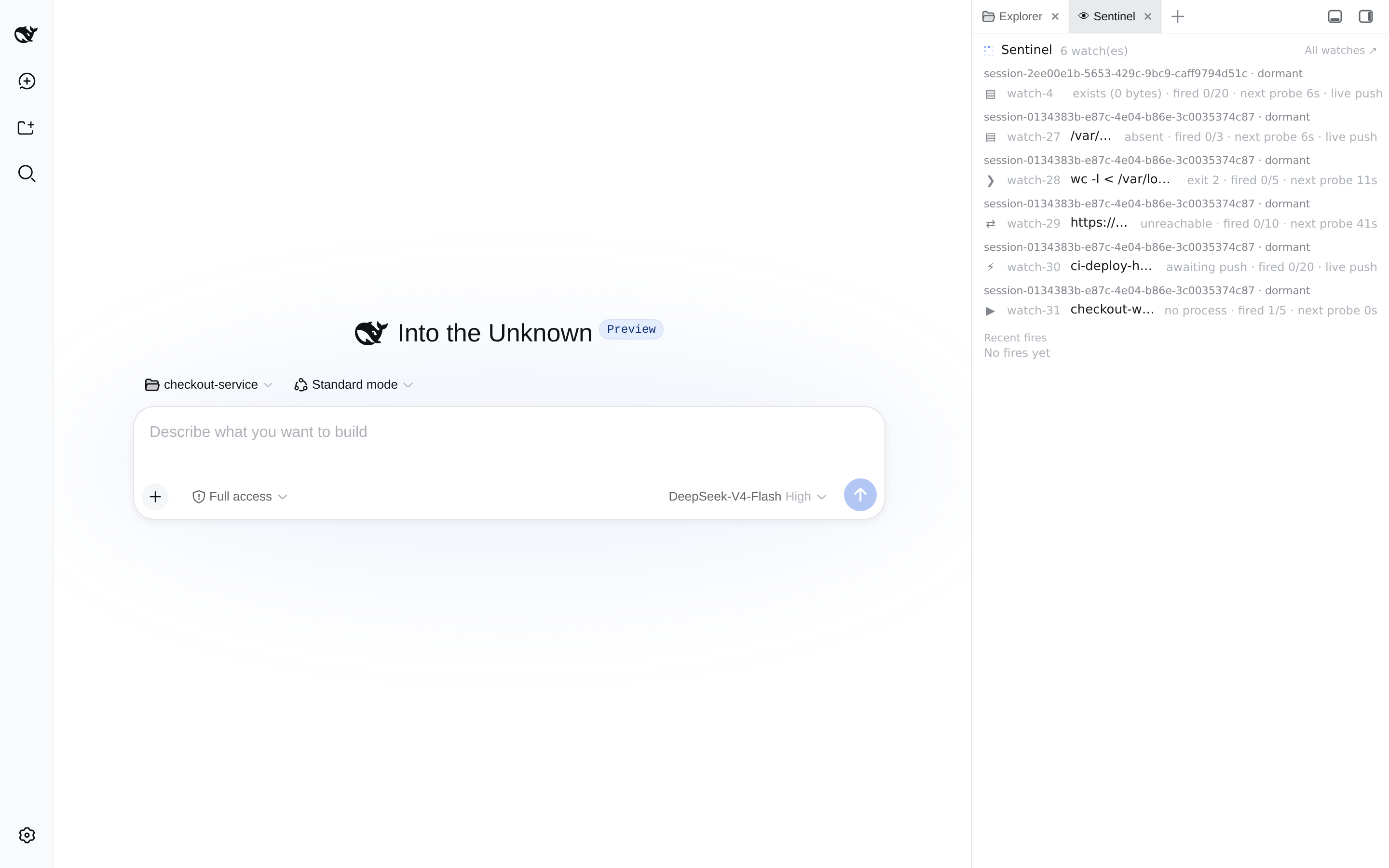 Sentinel tab inside the better-sidebar workbench