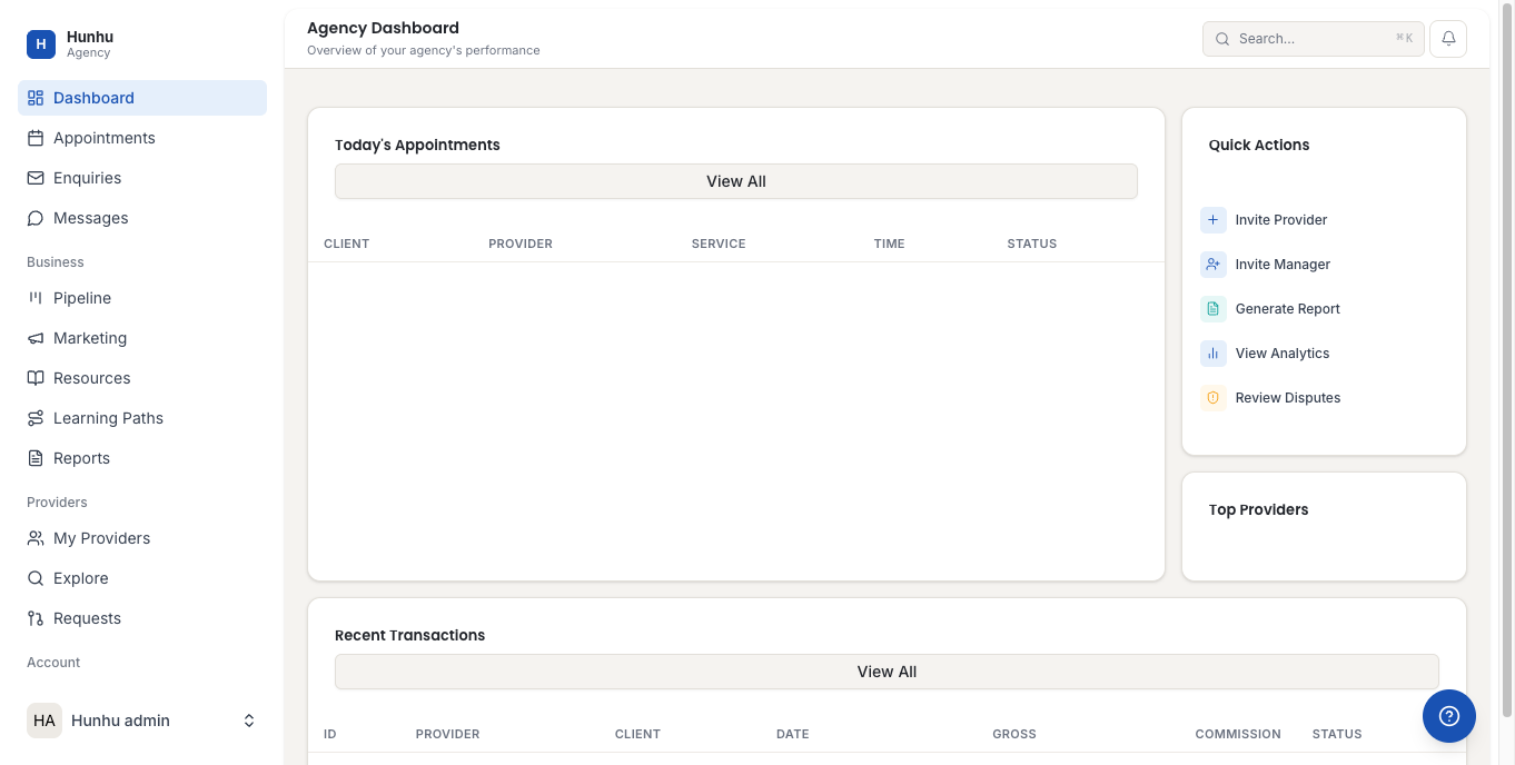 Agency Portal Dashboard
