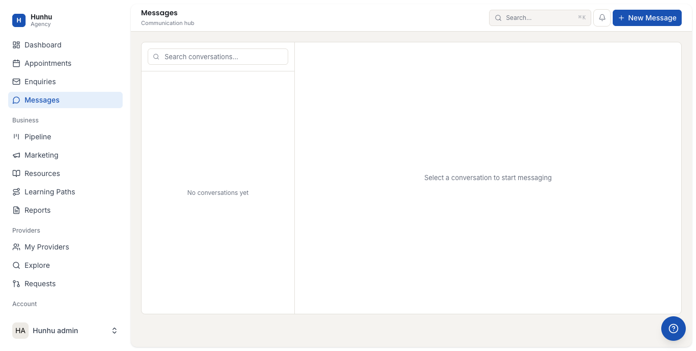 Agency messages inbox