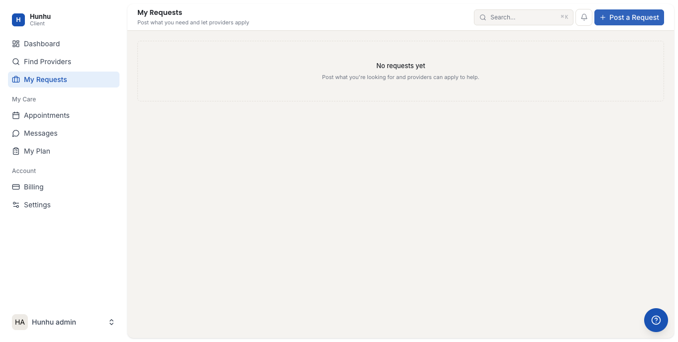 New client request form