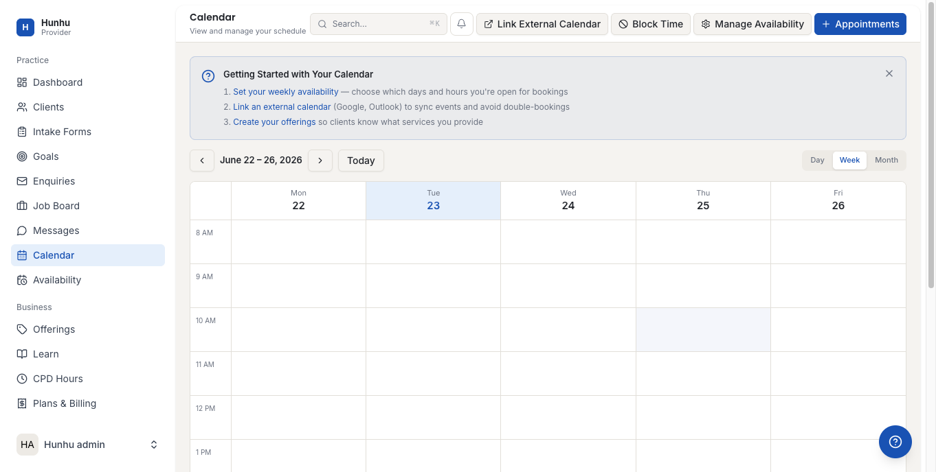 Provider Calendar