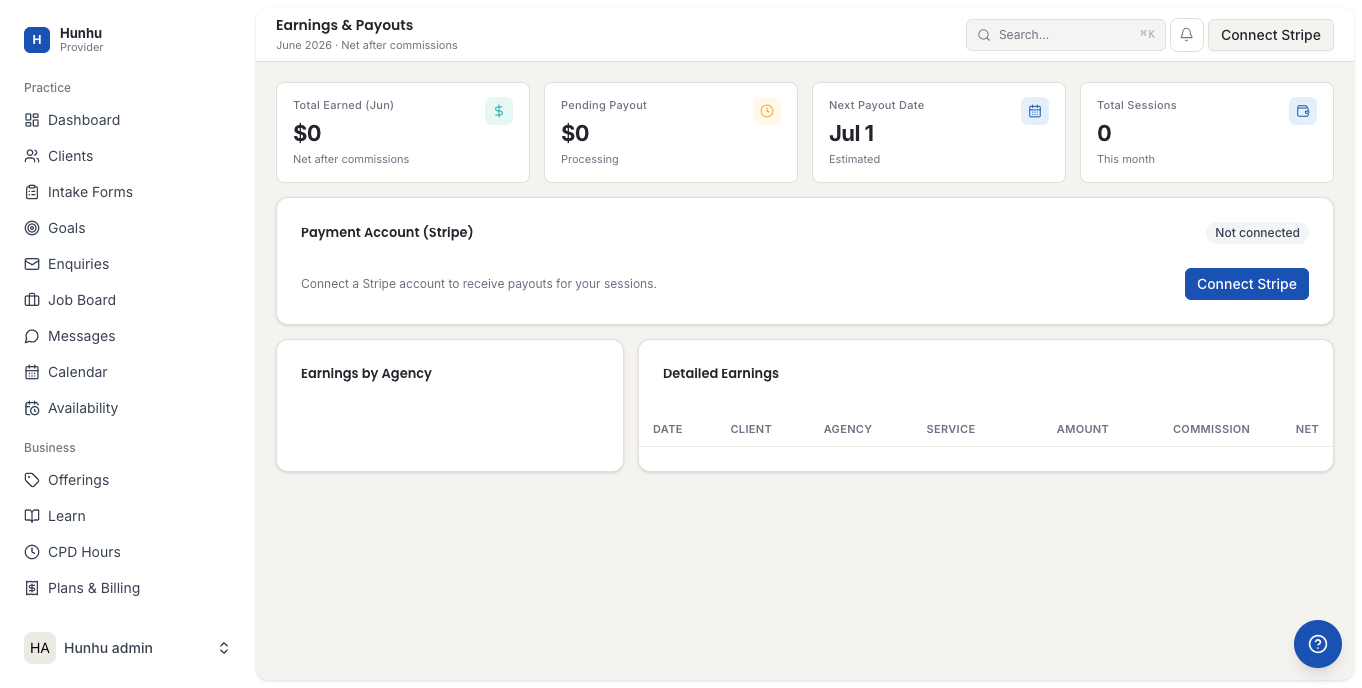 Earnings and Payments dashboard