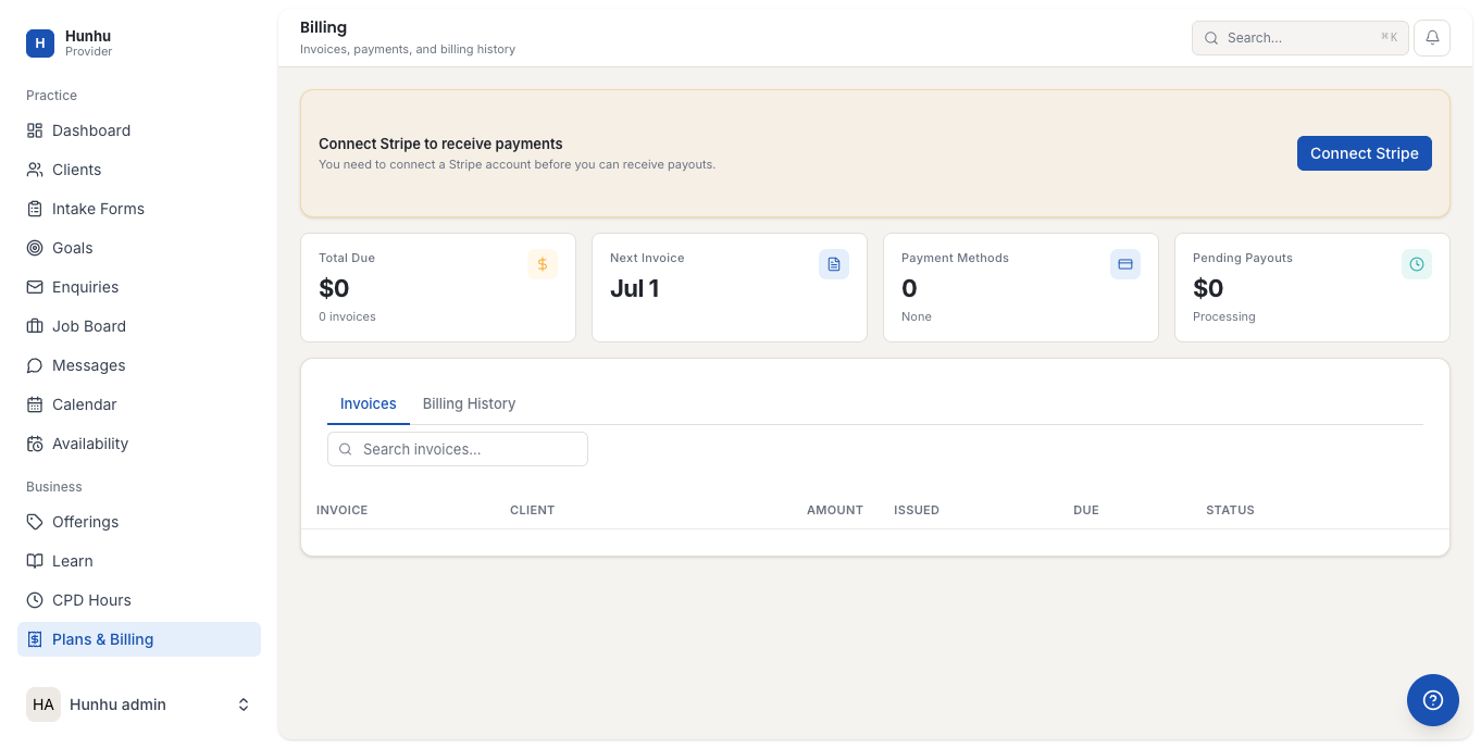 Provider Plans and Billing