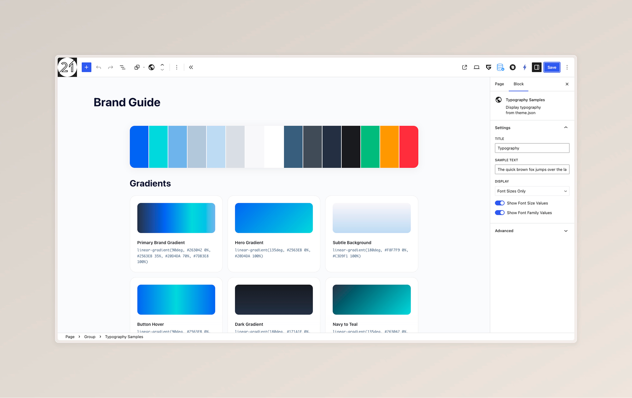 Gradient Showcase - Grid Layout